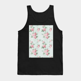 Pink and Teal Shabby Chic Vintage Roses Tank Top